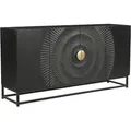 Produktbild: Sideboard SIT, gold (schwarz, gold), B:150cm H:75cm T:38cm, Massivholz, Metall, Sideboards, Sideboard, mit Schnitzmuster und goldfarbenem Griff