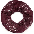 Produktbild: styleBREAKER Loop Loop Schal mit Metallic Sterne Print, (1-St) rot
