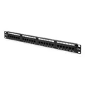 Produktbild: DIGITUS CAT 5e Patchpanel ungeschirmt 24 Port RJ45 8P8C LSA 1HE Rack Schwarz