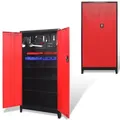 Produktbild: vidaXL Werkzeugschrank mit 2 Türen Stahl 90x40x180 cm Schwarz/Rot
