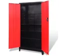 Produktbild: vidaXL Werkzeugbox Werkzeugschrank mit 2 Türen Stahl 90x40x180 cm Schwarz/Rot