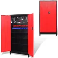 Produktbild: vidaXL Werkzeugschrank mit 2 Türen Stahl 90x40x180 cm Schwarz/Rot NEU