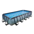Produktbild: EXIT Toys Stone Pool - 540x250x100cm - Großer, Rechteckiger Rahmenpool mit Kartuschenfilterpumpe - Extra tiefer Pool - Starker Rahmen - Inklusive Poolleiter - Einzigartiges Design - Grau