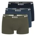 Produktbild: BOSS Herren Trunks Power Boxer Unterhosen Cotton Stretch 3er Pack, Farbe:Mehrfarbig, Wäschegröße:L, Artikel:-974 Navy/Blue/Olive
