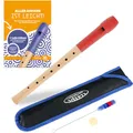Produktbild: Classic Cantabile Pivella C-Sopran Blockflöte Set - Ahornholz mit Kopf aus Kunststoff - Deutsche Griffweise - Inkl. Schule, Etui, Grifftabelle, Wischerstab und Korkfett - Rot