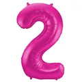 Produktbild: XL Folienballon Zahl 2 in magenta, 86 cm, 1 Stück, Helium Ballon (unbefüllt)