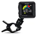 Produktbild: Rocktile 5-4C AKKU Clip Tuner - Chromatisches Stimmgerät zum Anklemmen - Mit integriertem Akku - Für alle Instrumente - Vierfarbiges Display - Kalibrierbar - Inklusive USB-Ladekabel - Schwarz