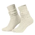 Produktbild: Piarini 1 Paar Trachtensocken Herren - kurze Shoppersocke mit Zopfmuster Damen - Lederhosensocken Baumwolle beige meliert 39 40 41 42