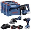 Produktbild: Bosch Professional GSR + GBH + GWS + 2x GBA 5.0 Ah + GAL 18V-40 0615A5009G Werkzeugset