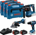 Produktbild: Bosch 18V Profi-Set GSR 18V-65 + GBH 18V-22 + GWS 18V-8, 2x GBA 5,0 Ah, GAL 18V-