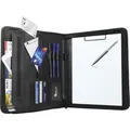 Produktbild: Vebon Schreibmappe New York, Kunstleder schwarz A4, mit Klemmbrett, Tabletfach 13'' und Reißverschluss