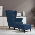 Produktbild: Ohrensessel mit Hocker Blau Samt
