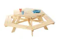 Produktbild: Pinolino 201038 Kindersitzgarnitur Nicki 6-Eck, aus massivem Holz, 6 Bänke mit 1 Tisch, empfohlen für Kinder ab 2 Jahren, Natur, 162x162x50 cm