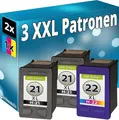 Produktbild: Inkadoo Tinte Patronen kompatibel für HP 2X 21+22 XL DESKJET F4180 F370 F375 F380 FAX 3180 Refill