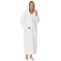 Produktbild: Arus Damenbademantel Astra, pflegeleicht, wadenlang oder extralang für Spa & Sauna, Langform, 100% Baumwolle, Kapuze, Gürtel, mit Kapuze, wadenlang oder extra lang, 100% Baumwolle weiß XXL Extra Lang