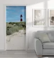 Produktbild: MyMaxxi Dekorationsfolie Türtapete Türposter Türfolie selbstklebend Leuchtturm an der Nordsee, (Leuchtturm, 1St.}, Klebefolie Tür aufgerollt), Selbstklebend