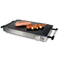 Produktbild: Korona 46100 Glas-Tischgrill | 2 in 1 Tischgrill und Warmhalteplatte | 800 Watt | Edelstahlgehäuse | 50-240 °C einstellbar | Grillfläche aus deutscher SCHOTT-Glaskeramik
