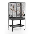 Produktbild: Montana Cages | Premium Vogelkäfig Madeira Single Vogelkäfig für Finken, Sittiche, erweiterbar, 4 Lenkrollen, 4 Edelstahlnäpfe, AVILON Pulverbeschichtet, Antik Edition, ca. 86 x 56 x 158cm