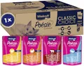 Produktbild: Vitakraft Poésie Classique, Vorratspackung, Nassfutter Katze, Katzennassfutter in Sauce, mit Huhn, mit Truthahn, mit Rind, mit Lachs, ohne Zusatz von Zucker und Getreide (1 Paket mit 96x 85g)
