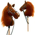 Produktbild: Pink Papaya Steckenpferd Hobby Horse - Steckenpferd mit Halfter/Trense, Hobbyhorse Stockpferd, wunderschöne Designs in je 2 Größen erhältlich rot 38 cm