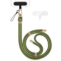 Produktbild: NALIA Universal Handykette für alle Smartphones - Premium Komfort-Nylon & 2 Patches - HOLDME (Geflochtenes Lanyard mit Gold-Karabiner) - Marke aus Berlin, Farbe:Oliv Grün