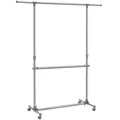 Produktbild: Kleiderständer Garderobenständer 2 Kleiderstange Rollen 113-198cm  Metall LLR401