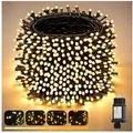 Produktbild: Salcar LED-Lichterkette LED Lichterkette Außen Weihnachtsbeleuchtung Weihnachtsdeko Warmweiß, 20m 300er LED, 9 Modi, Warmweiß bis Gelb(2800K-1800K) Dimmbar 20 m