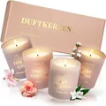 Produktbild: AMARI ® Duftkerzen Geschenkset Rose als Weihnachtsgeschenke- 4er Kerzenset - Scented Candle - Kerzen Geschenkset Frauen - Duft Kerzen - Duftkerzen im Glas - Deko Geschenke für Frauen