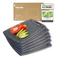 Produktbild: Exitoso Schneidebrett 6er-Set spülmaschinenfest mit Saftrille, Kunststoff, Brotzeitbrett Frühstücksbrettchen Brot Obst Steak rutschfest
