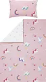 Produktbild: Erwin Müller Kinderbettwäsche Kinder-Wendebettwäsche, Baumwolle, Feinbiber Motiv: Einhorn, Regenbogen, Herz