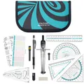Produktbild: CALCUSO Geometrie Set PRO – Türkises Mäppchen mit Zirkel, Geodreieck & Lineal