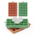 Produktbild: Blumtal Eiswürfelformen Silikon 2x15er - Eiswürfelform - Silikon Eiswürfelform für Eiswürfel 3,3 cm - 2 x Eiswürfelbehälter groß - BPA freie Eiswürfelform 2x - Olive Green und Mineral Red