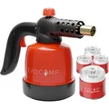 Produktbild: EVOCAMP Gasbrenner 1,3 kW mit Piezozündung 1300 °C Flamme und 4 190 g Gaskartuschen