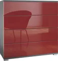 Produktbild: Vladon Kommode Pavos V3, Sideboard mit 4 Schubladen Anthrazit matt/Bordeaux Hochglanz (76 x 76 x 35 cm)