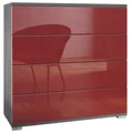 Produktbild: Vladon Kommode Pavos V3 (Sideboard, mit 4 Schubladen), Anthrazit matt/Bordeaux Hochglanz (76 x 76 x 35 cm)