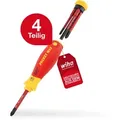 Produktbild: Wiha - Schraubendreher Set Gemischt Pocketmax Electric 4-tlg. Mit Verstaubarem Bit Set (45296) I Schraubenzieher Satz Mit Bit Magazin Aus Slimbits Für Elektriker I Schlitz / Kreuzschlitz / Plusminus