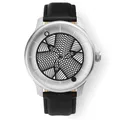 Produktbild: Humism Eidos Automatico Stahl Saphir Weiß Schwarz 3D Leder Uni, Schwarz , Armband