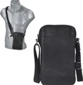 Produktbild: Greenburry Leder Handy Umhängetasche Schultertasche Handyfach 10x16cm schwarz