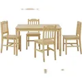 Produktbild: Möbilia Essgruppe 5-tlg. | 4 Stühle, 1 Tisch | Kiefer-Holz massiv | B 118 x T 75 x H 73 cm | natur, lackiert | 19020016 | Serie ESSGRUPPE