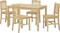 Produktbild: Möbilia Essgruppe 5-tlg. | 4 Stühle, 1 Tisch | Kiefer-Holz massiv | B 118 x T 75 x H 73 cm | natur, lackiert | 19020016 | Serie ESSGRUPPE