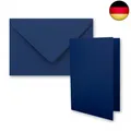 Produktbild: 25x DIN B6 Faltkarten Set mit Umschlägen in Dunkelblau (Blau) - 120 x 170 mm -
