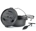 Produktbild: Küchenprofi BBQ Dutch Oven Gusseisen, 3,5L, Ø 24 cm, ohne Füße, fertig eingebrannter, gusseiserner Topf mit Deckelheber, für den Grill, Feuerstellen, alle Herdarten (inkl. Induktion) und Backofen