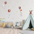 Produktbild: Hasen mit Ballons Erdtöne Wandtattoo Sticker Folie Aufkleber Kinder DINA4 Y037-7