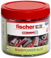 Produktbild: fischer DuoPower 6 x 30, handliche Runddose mit 200 Universaldübeln, leistungsstarker 2-Komponenten-Dübel, Kunststoffdübel zur Befestigung in Beton, Ziegeln, Stein, Gipskarton uvm.