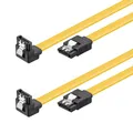 Produktbild: 2x SATA 6 Gb/s Kabel gewinkelt Sicherheitslasche Metallclip S-ATA SATA SSD 0,7m