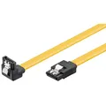 Produktbild: SATA-Kabel 70cm SATA III Stecker an SATA III Stecker 90° + Clip gelb 0,7m