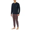 Produktbild: Schiesser X-Mas Long Pajamas Blau/Rot Baumwolle 56 Herren