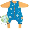 Produktbild: Schlummersack Kinderschlafsack Schlafsack mit Füßen und umklappbaren Bündchen, 1.0 Tog OEKO-TEX blau 60cm