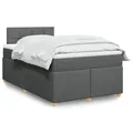 Produktbild: vidaXL Boxspringbett, Doppelbett mit LED Matratze Matratzenauflage, Bettgestell mit Lattenrost Kopfteil, Polsterbett Bett für Schlafzimmer, Dunkelgrau 120x200cm Stoff