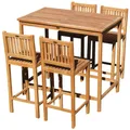 Produktbild: XXL BAR-SET - TEAK Bartisch Bistrotisch Stehtisch 120x70cm mit 4x Barhocker Holz